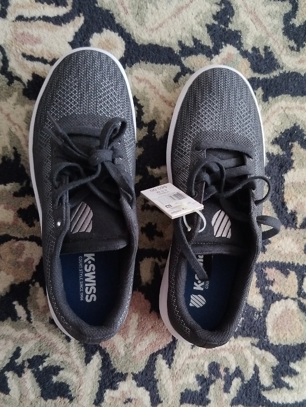 K-Swiss Black and White Knit Lace-Up Women's Sneakers
